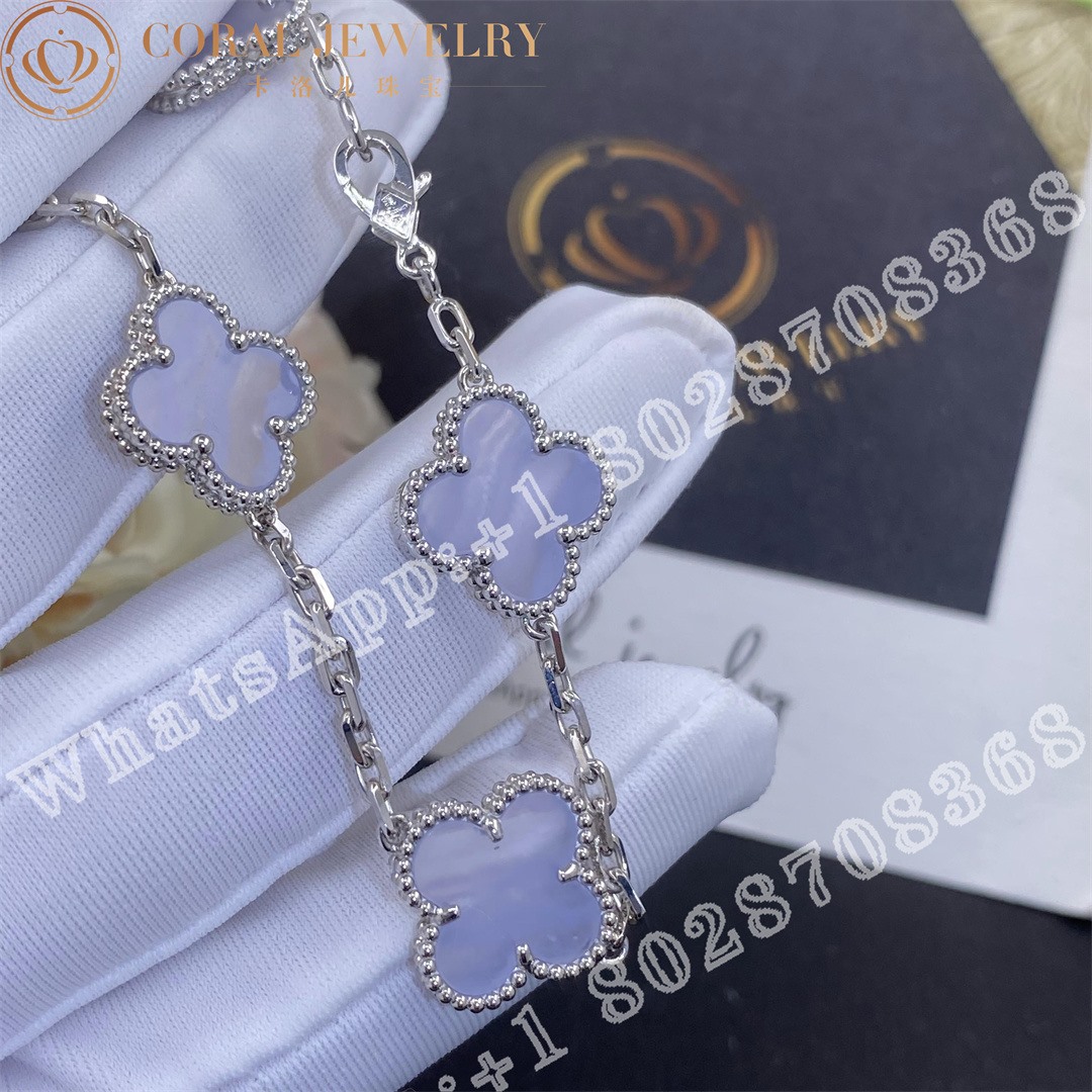 Van Cleef & Arpels Vintage Alhambra bracelet, 5 motifs White gold, Chalcedony VCARD34700 - Image 7