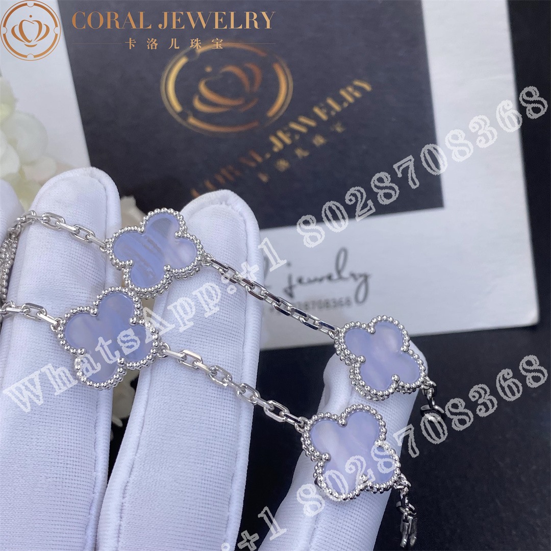 Van Cleef & Arpels Vintage Alhambra bracelet, 5 motifs White gold, Chalcedony VCARD34700 - Image 3