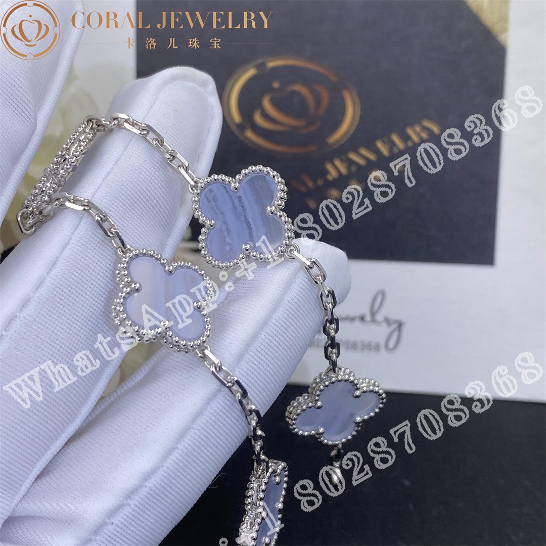 Van Cleef & Arpels Vintage Alhambra bracelet, 5 motifs White gold, Chalcedony VCARD34700 - Image 4