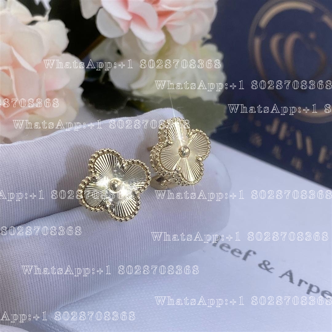 Van Cleef & Arpels Vintage Alhambra earrings guilloché yellow gold VCARP3JL00