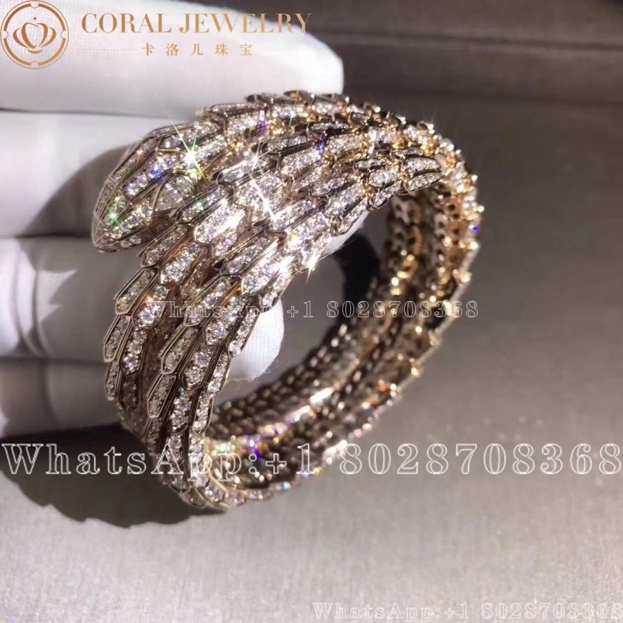 Bulgari Serpenti Bracelet Full Pave Diamond Rose Gold 261220 - Image 3