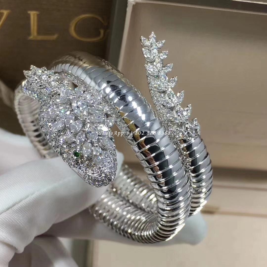 Bulgari Serpenti Diamond Snake Bangle Bracelet set with pavé diamonds