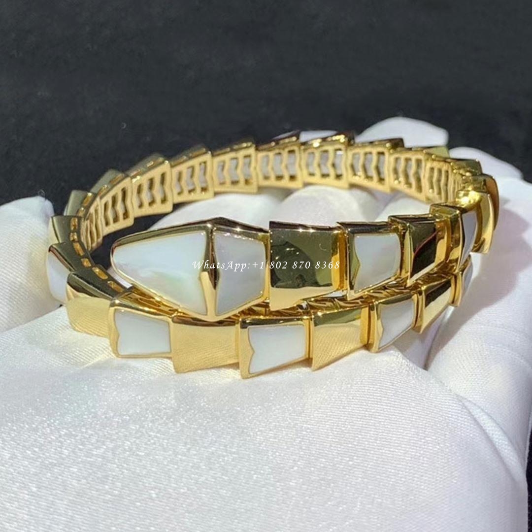 Bulgari Serpenti bracelet yellow gold with delicate mother-of-pearl elements BR855763