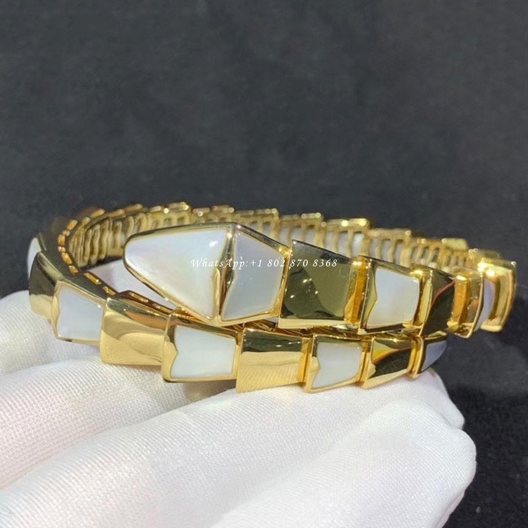 Bulgari Serpenti bracelet yellow gold with delicate mother-of-pearl elements BR855763