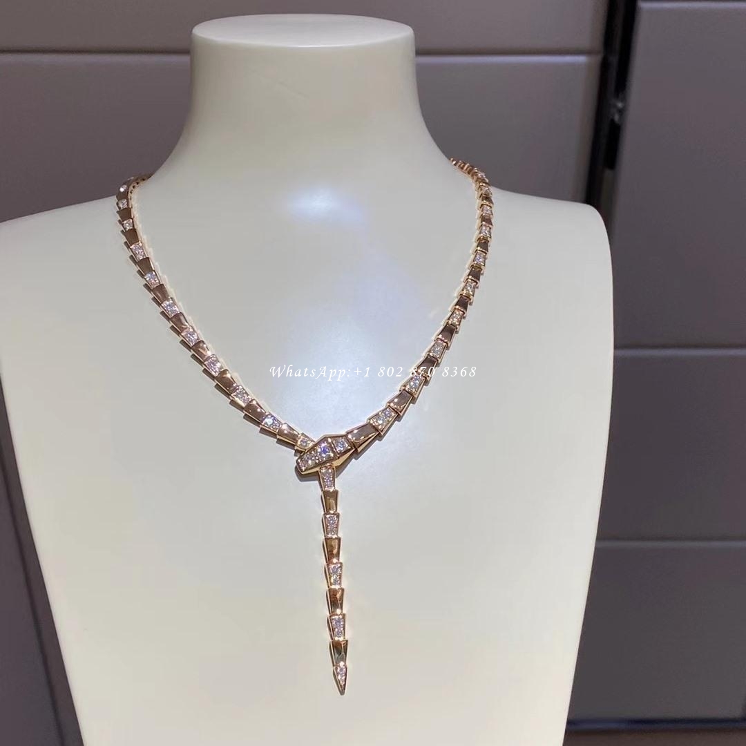 Bulgari Serpenti Viper thin necklace in 18 kt rose gold set with demi pavé diamonds Ref.: 353037