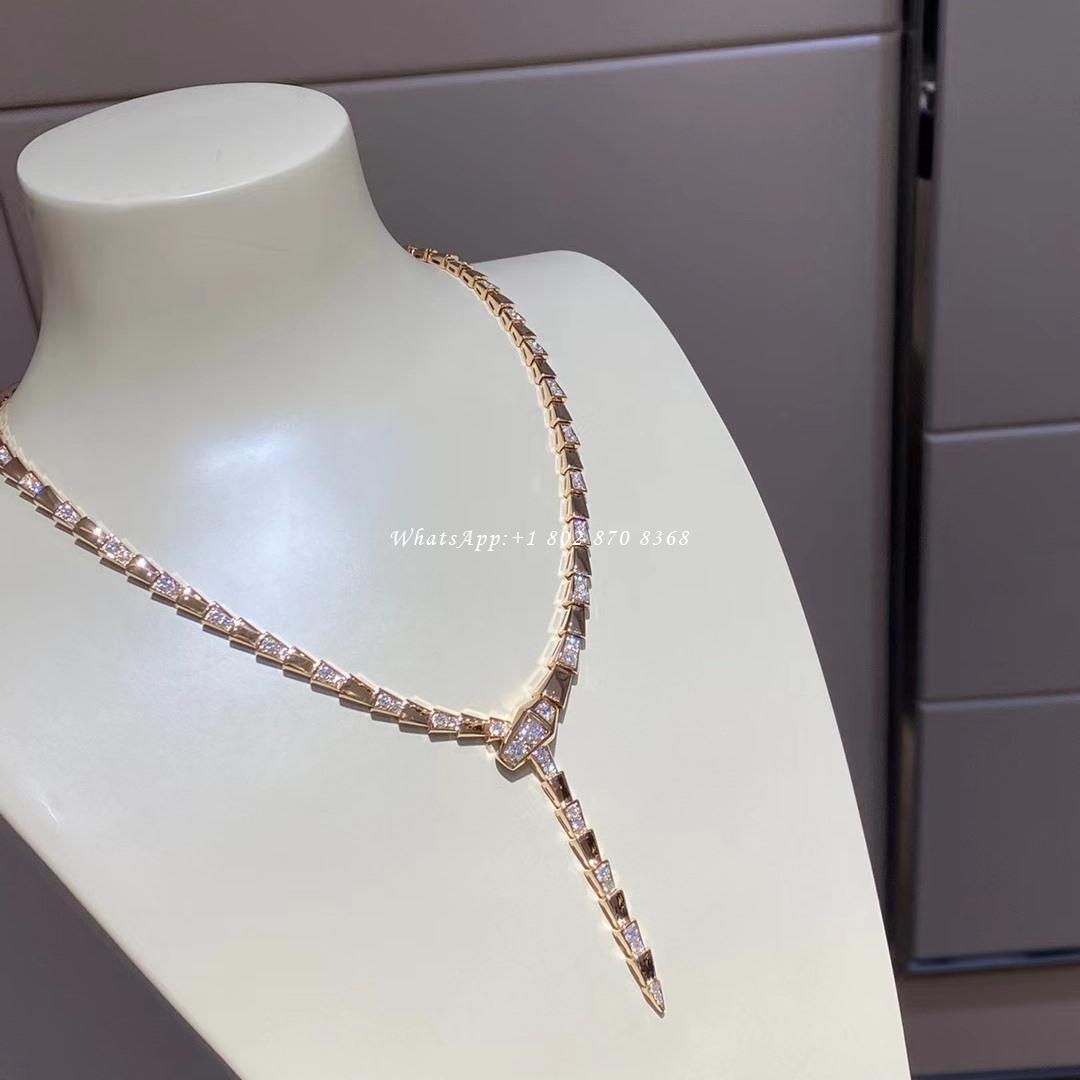 Bulgari Serpenti Viper thin necklace in 18 kt rose gold set with demi pavé diamonds Ref.: 353037