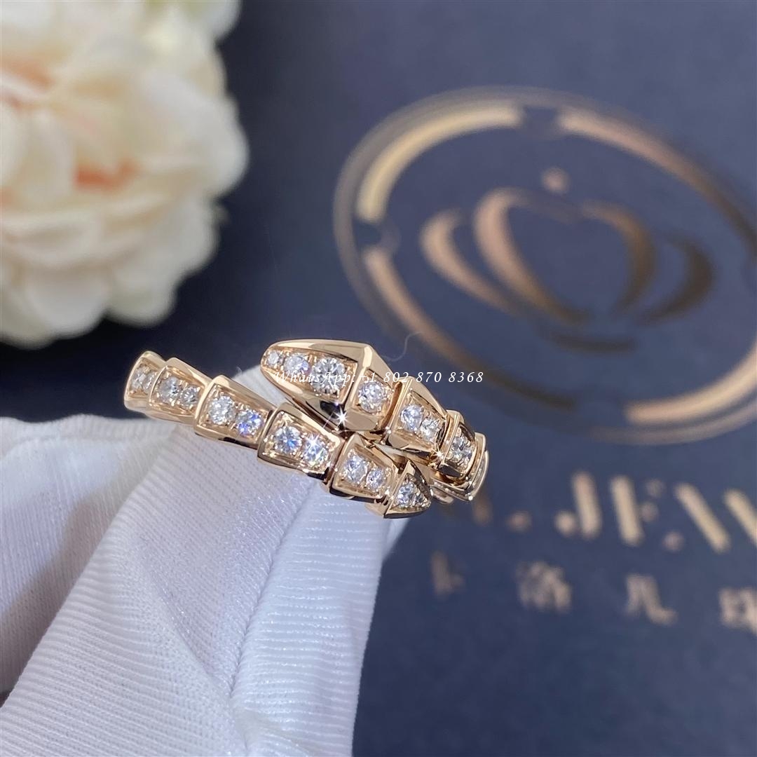 Bulgari Serpenti Viper 18 kt rose gold ring set with pavé diamonds Ref.: 355978