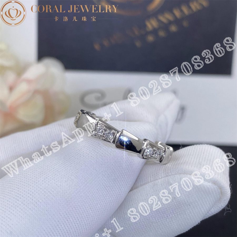 Bulgari Serpenti Viper band ring in 18 kt white gold set with demi pavé diamonds Ref.: 353403 - Image 3
