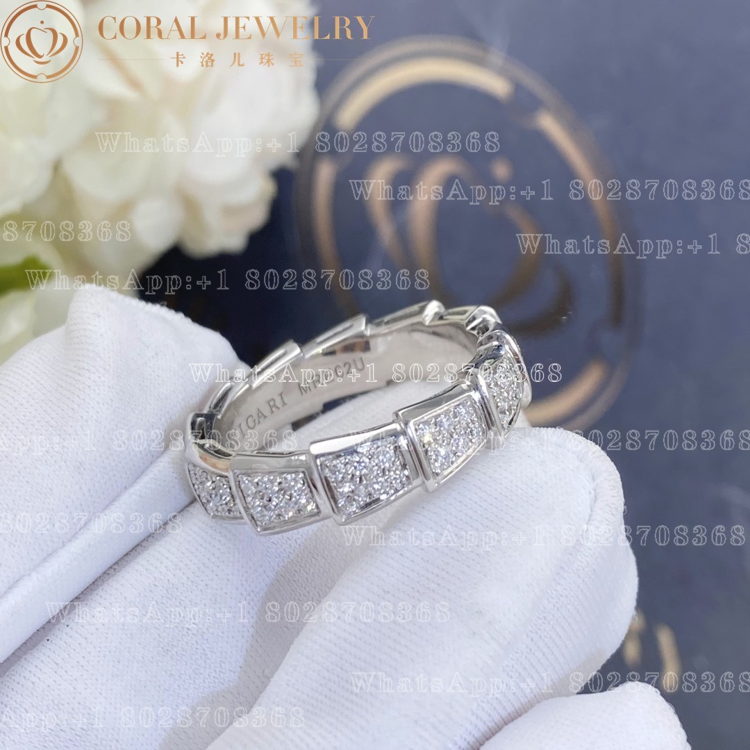 Bulgari Serpenti Viper White Gold and Diamond Pavé Ring AN857940