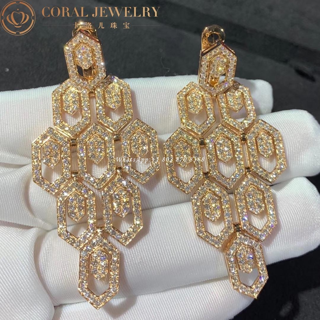 Bulgari Serpenti 18 kt rose gold earrings set with pavé diamonds Ref.: 356507