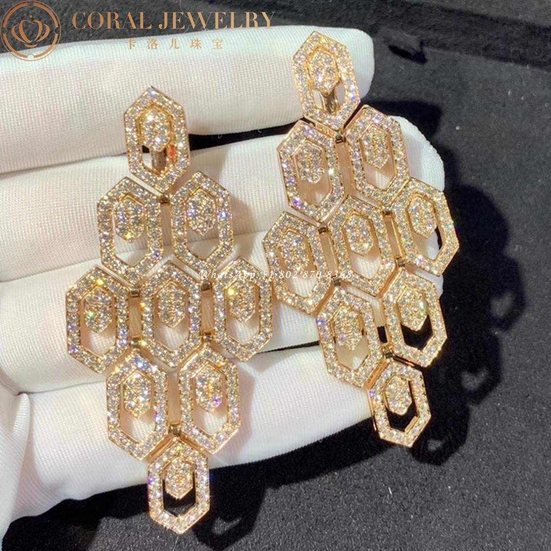 Bulgari Serpenti 18 kt rose gold earrings set with pavé diamonds Ref.: 356507