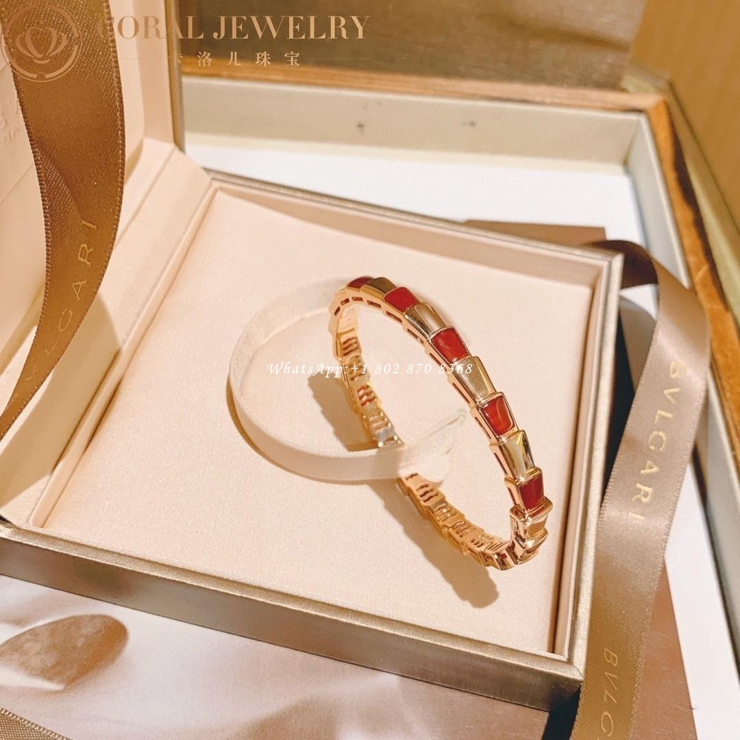 Bulgari Serpenti Viper 18 kt rose gold bracelet set with carnelian elements BR858338