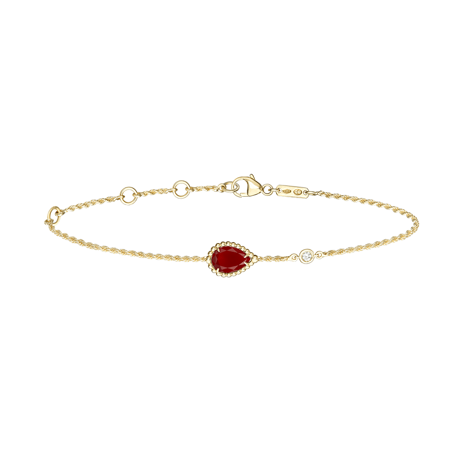 Boucheron Serpent Boheme Yellow Gold Diamond Carnelian Bracelet JBT00810