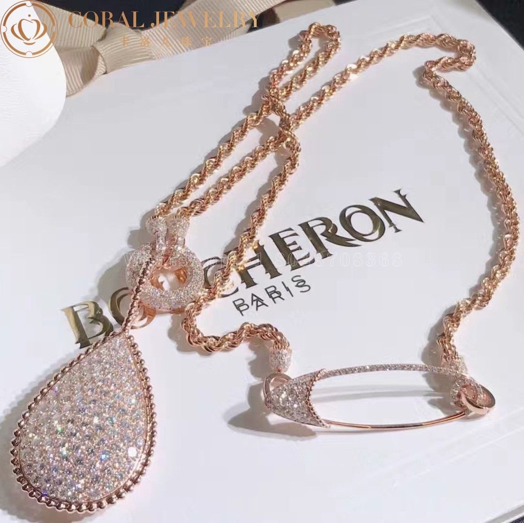 Boucheron Serpent Boheme Pink Gold Diamond XXL Motif Pendant JCL00931M