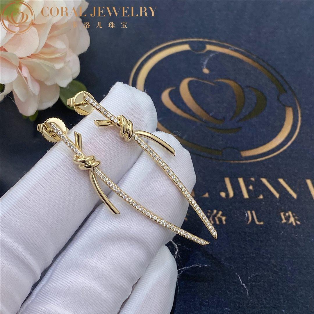 Tiffany Knot Drop Earrings in Yellow Gold with Diamonds