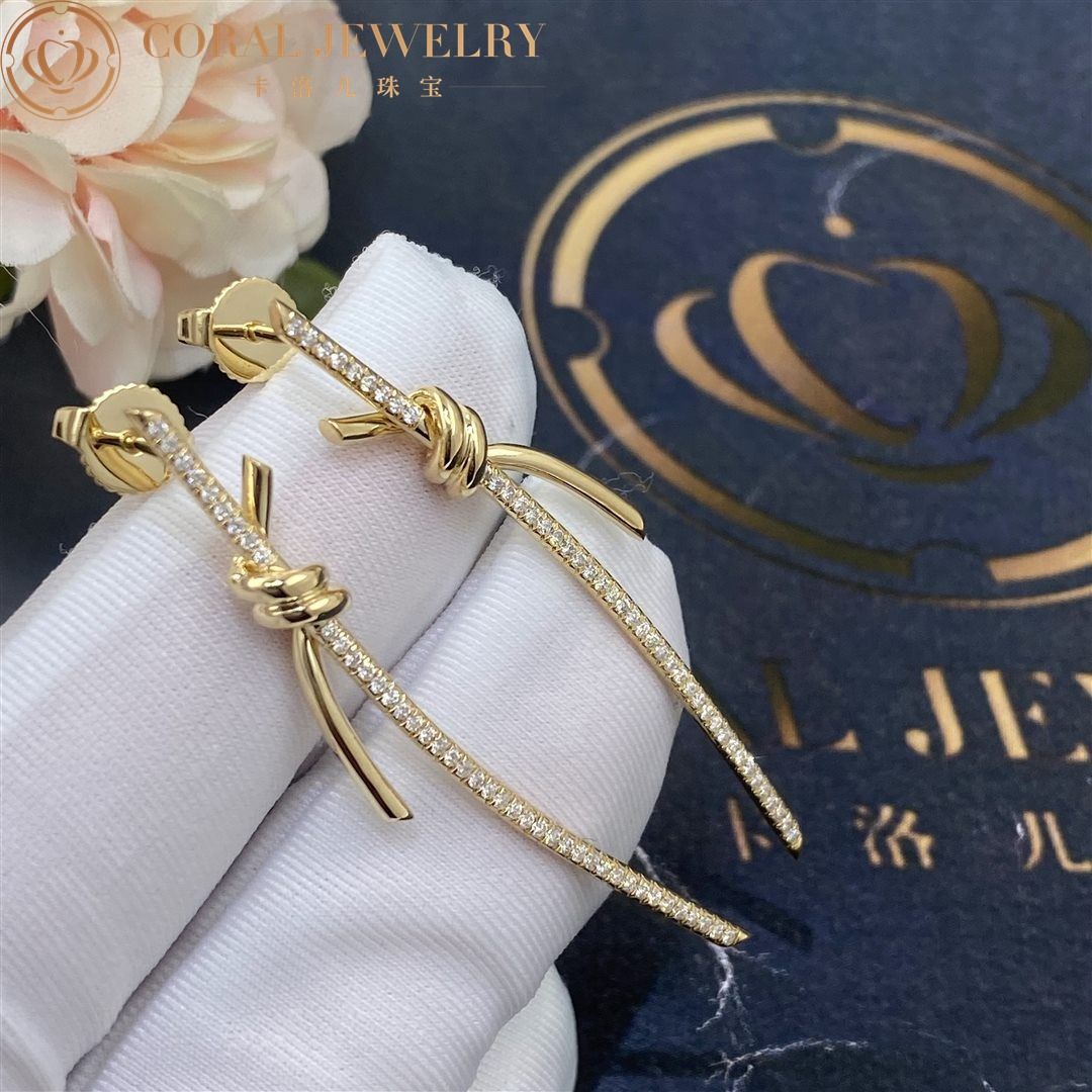 Tiffany Knot Drop Earrings in Yellow Gold with Diamonds