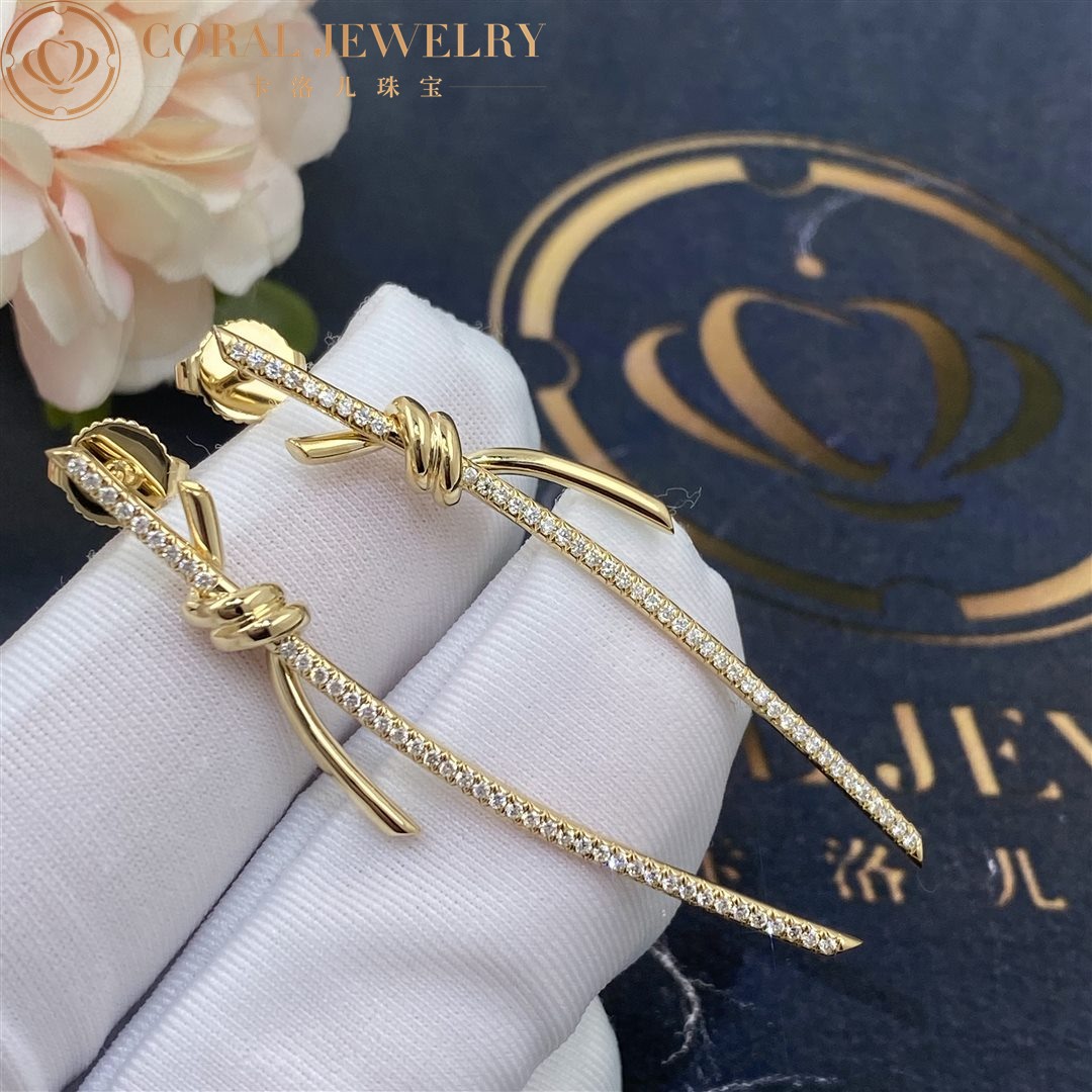Tiffany Knot Drop Earrings in Yellow Gold with Diamonds