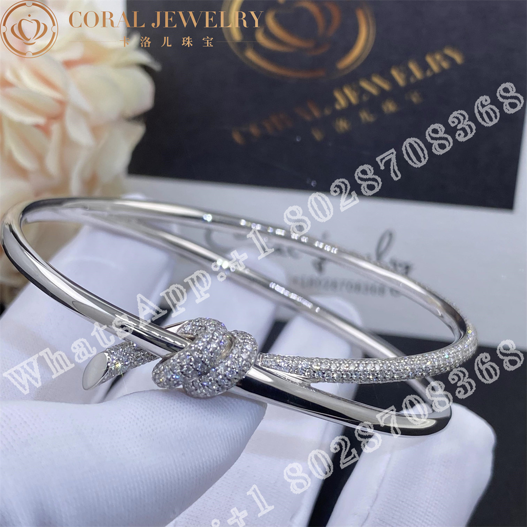 Tiffany Knot Double Row Hinged Bangle In White Gold With Diamonds Coral (4)