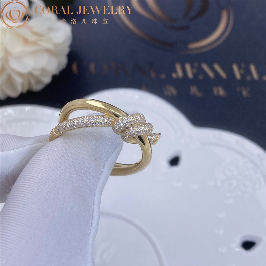 Tiffany Knot Double Row Ring in Yellow Gold with Diamonds