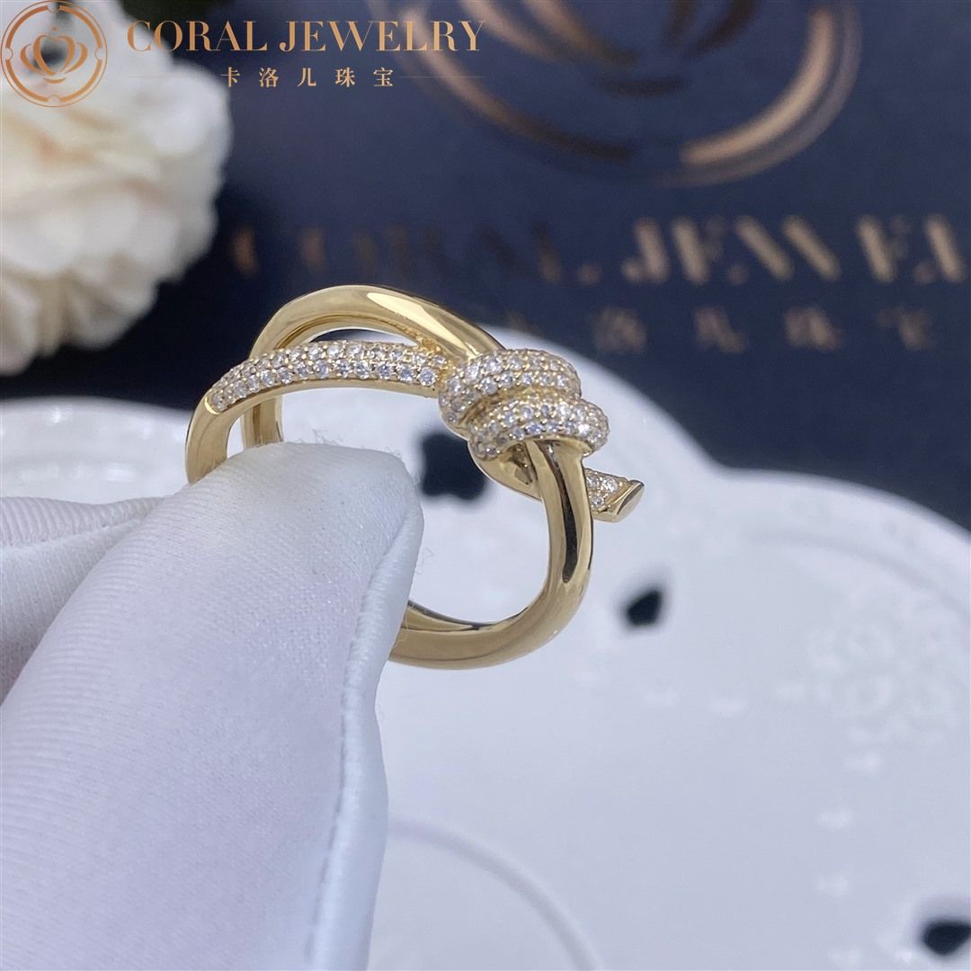 Tiffany Knot Double Row Ring in Yellow Gold with Diamonds