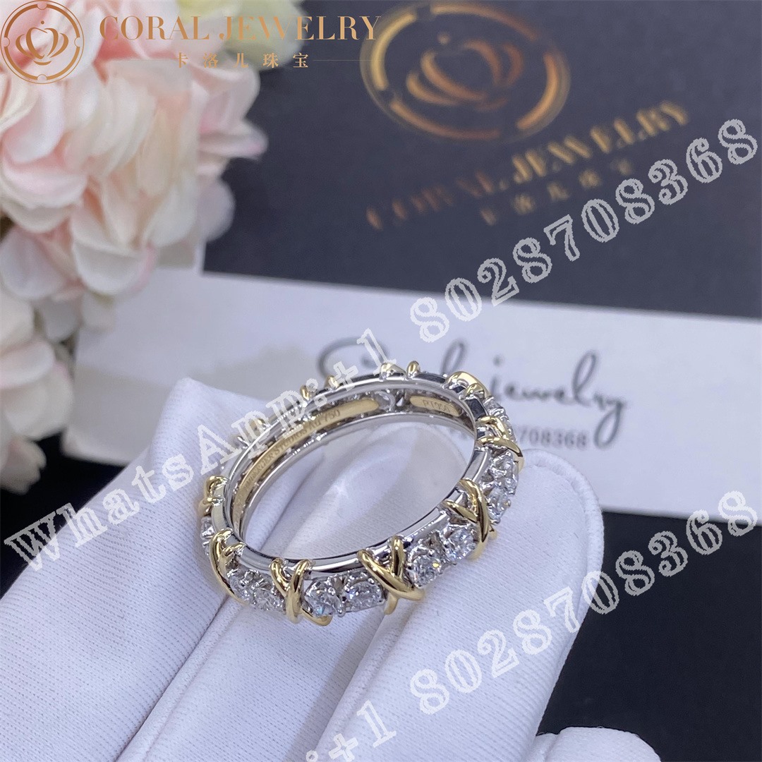 Tiffany Schlumberger Sixteen Stone Ring In Yellow Gold And Platinum Coral (1)