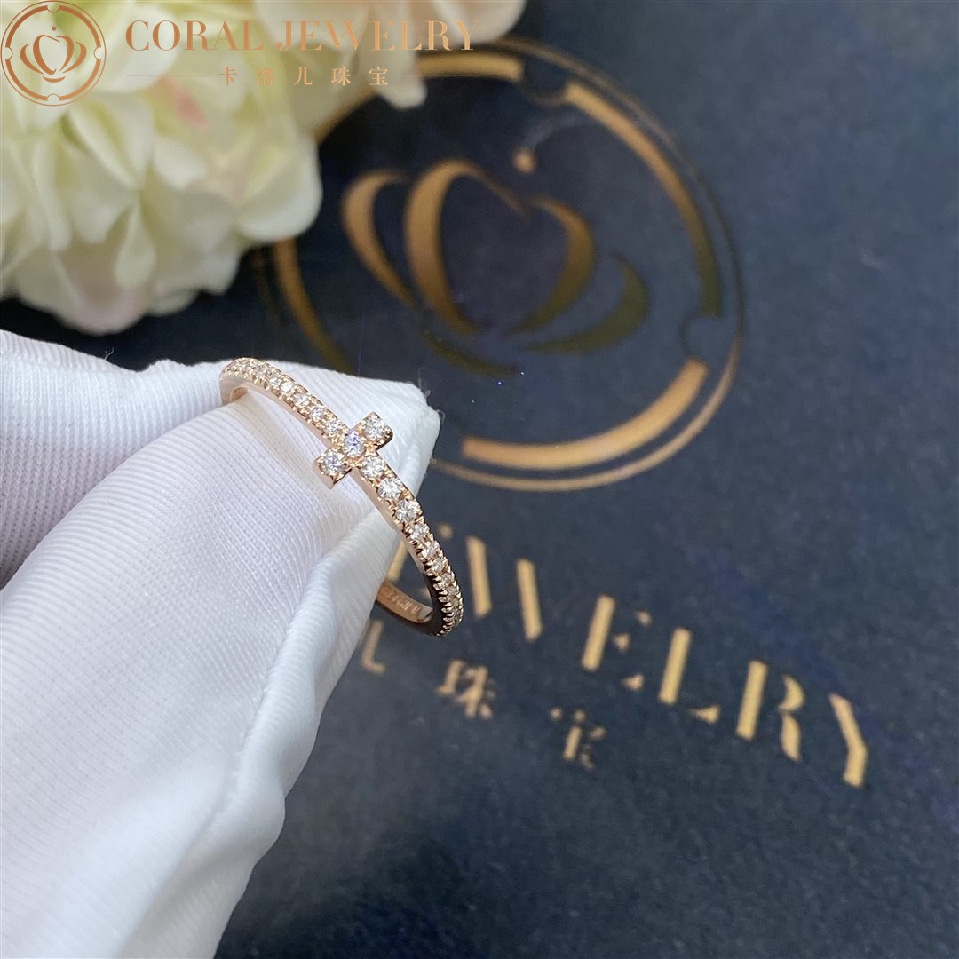 Tiffany T Diamond Wire Band Ring in 18k Rose Gold