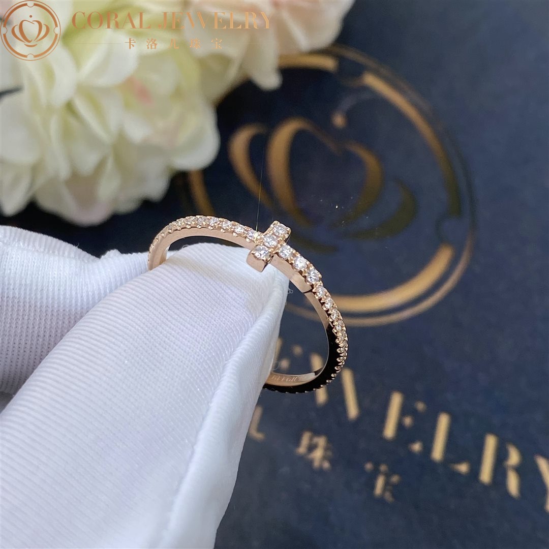 Tiffany T Diamond Wire Band Ring in 18k Rose Gold
