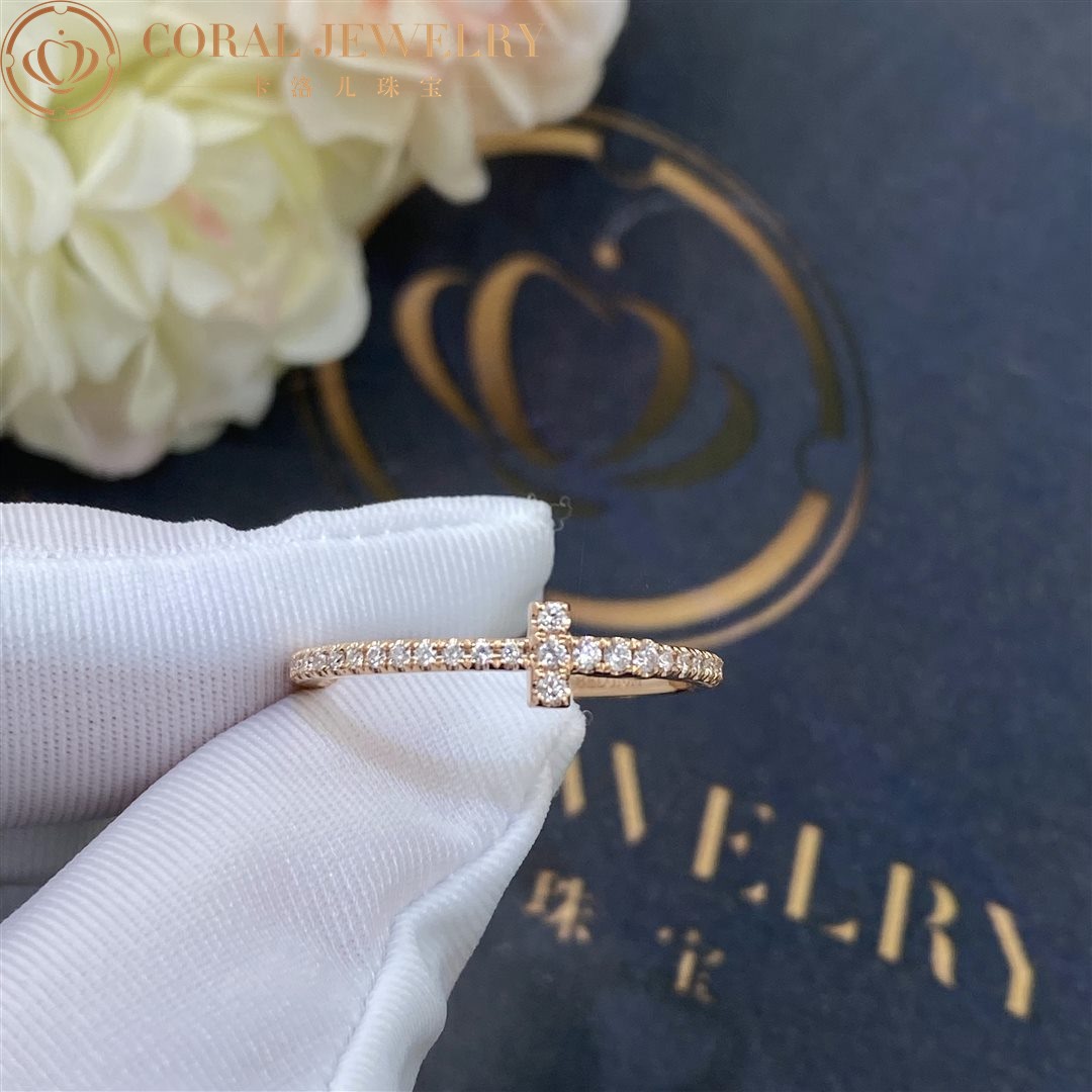Tiffany T Diamond Wire Band Ring in 18k Rose Gold