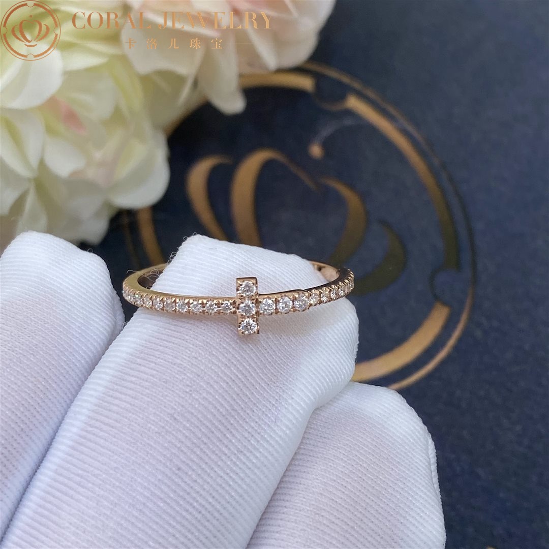 Tiffany T Diamond Wire Band Ring in 18k Rose Gold