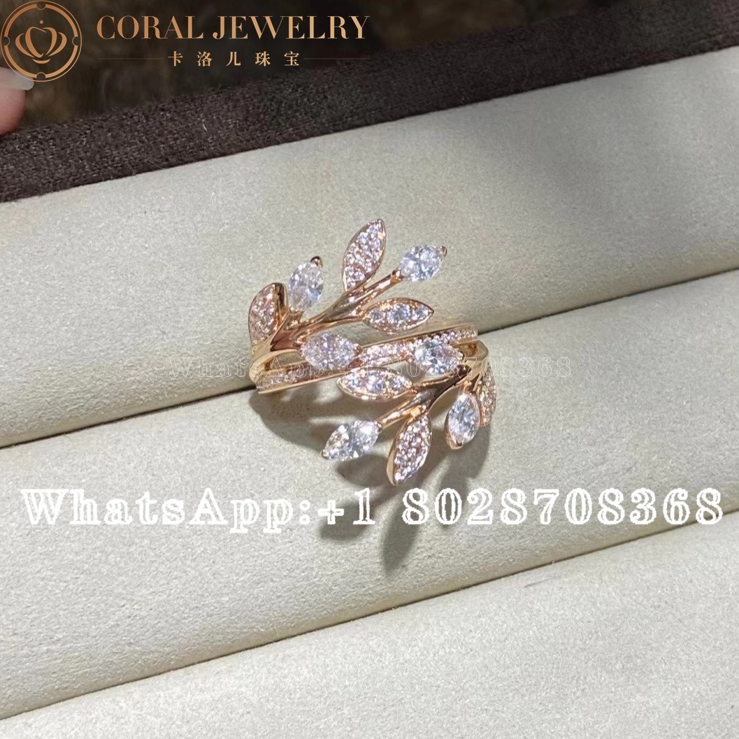Tiffany Victoria Diamond Vine Bypass Ring In 18k Rose Gold Coral (6)