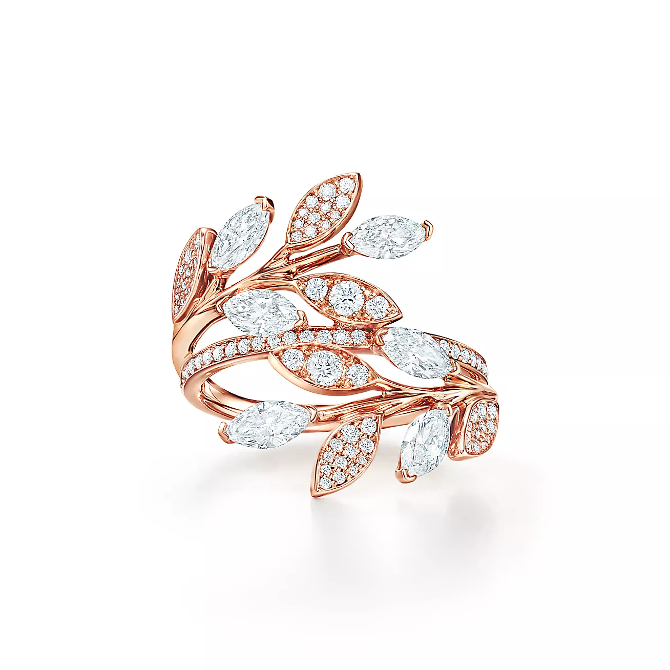 Tiffany Victoria™ Diamond Vine Bypass Ring in 18k Rose Gold