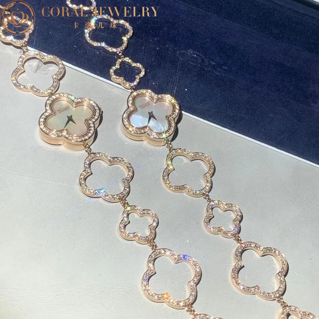 Van Cleef & Arpels Vintage Alhambra Wristwatch Rose Gold Diamond Mother-of-Pearl