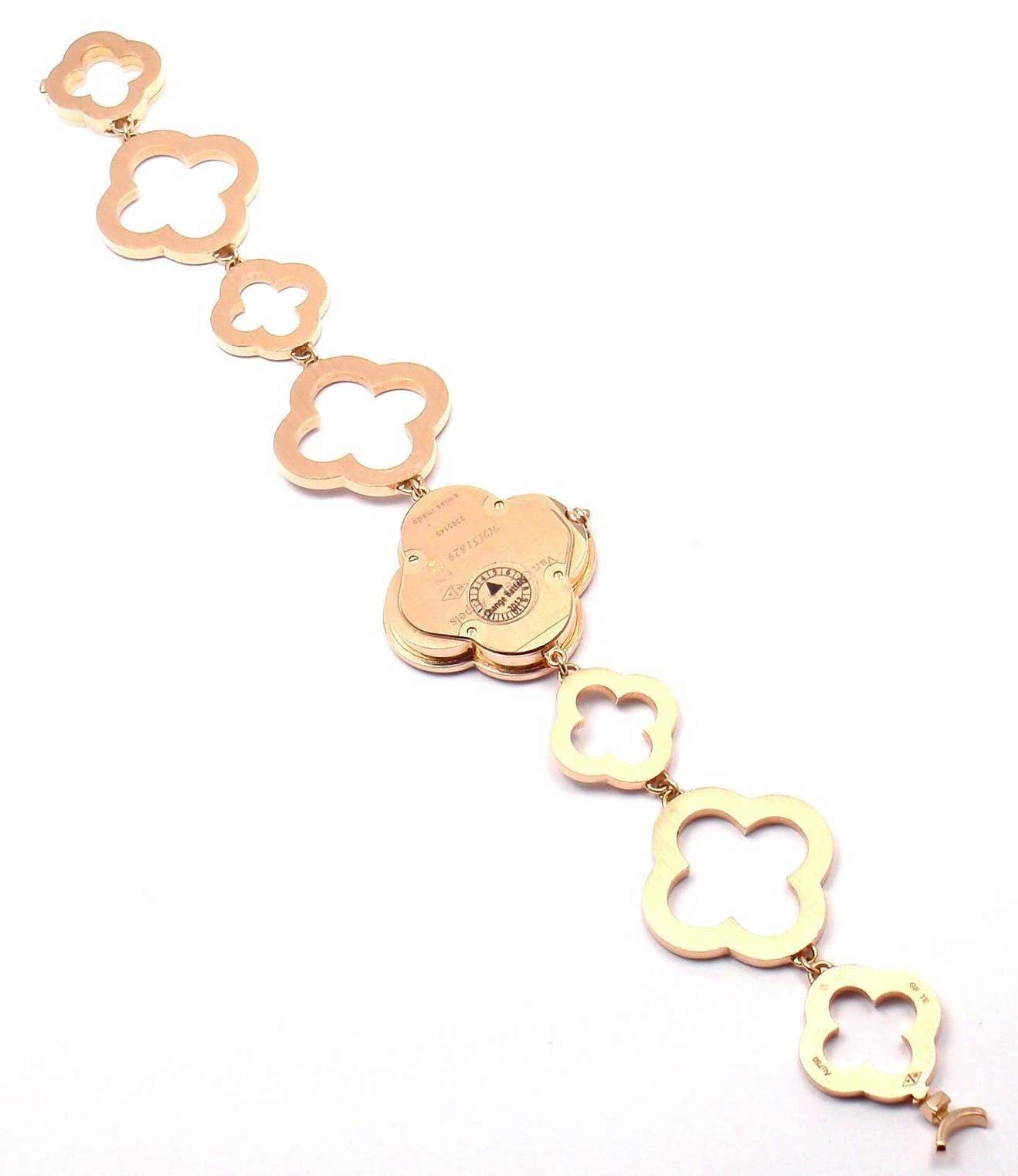 Van Cleef & Arpels Vintage Alhambra Wristwatch Rose Gold Diamond Mother-of-Pearl