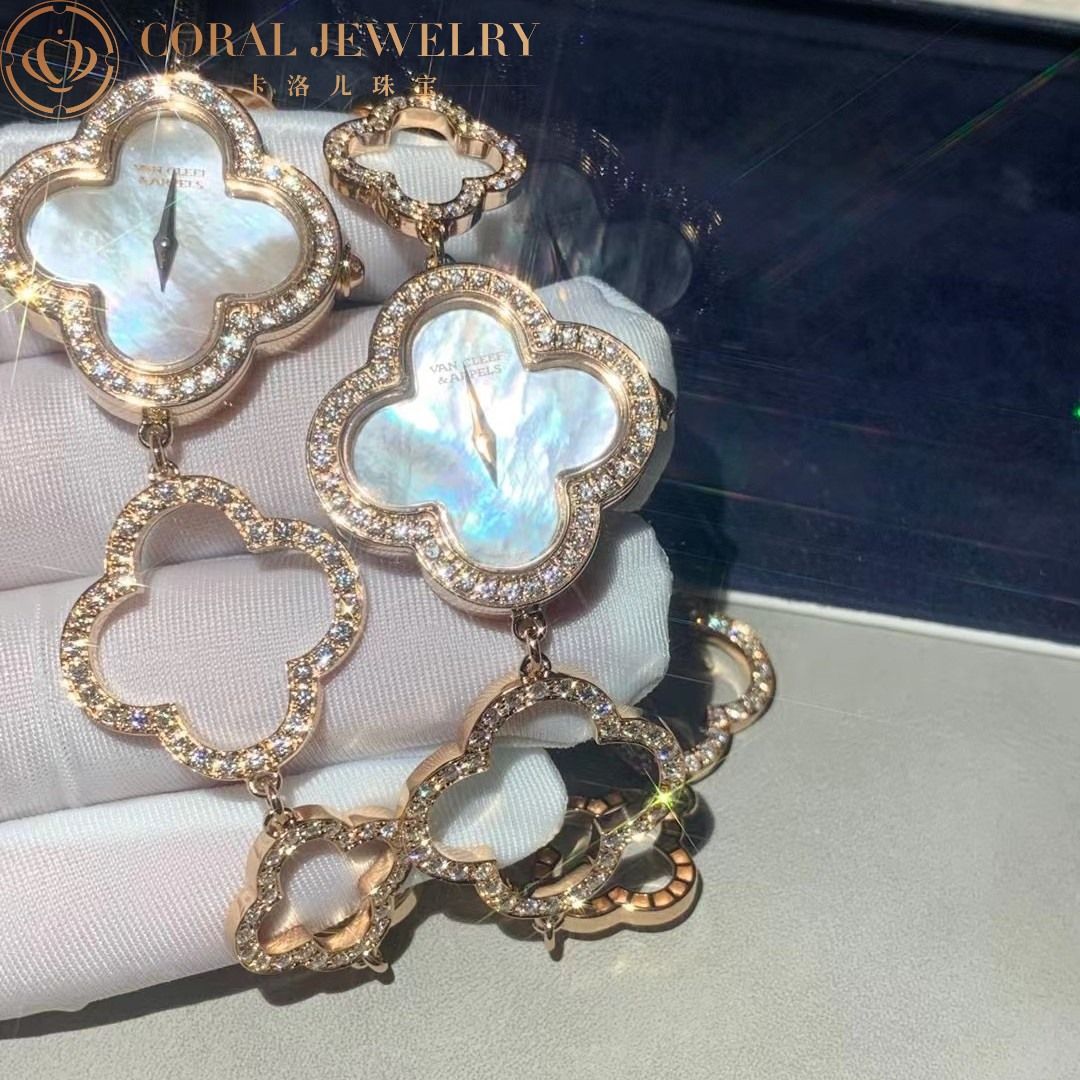 Van Cleef & Arpels Vintage Alhambra Wristwatch Rose Gold Diamond Mother-of-Pearl