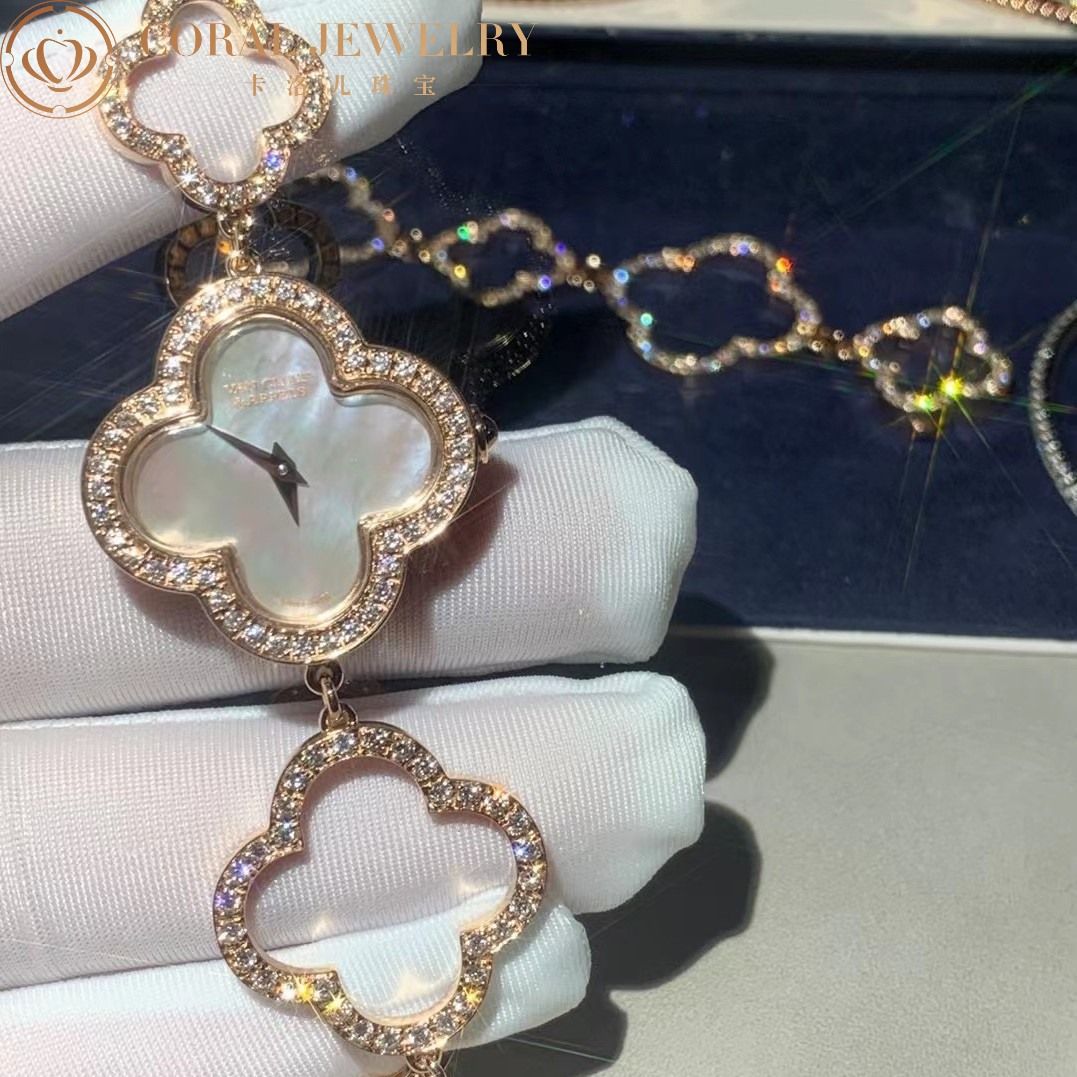 Van Cleef & Arpels Vintage Alhambra Wristwatch Rose Gold Diamond Mother-of-Pearl