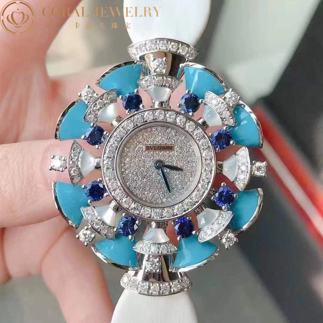 Bvlgari Divas’ Dream Watch Turquoise and White mother-of-pearl