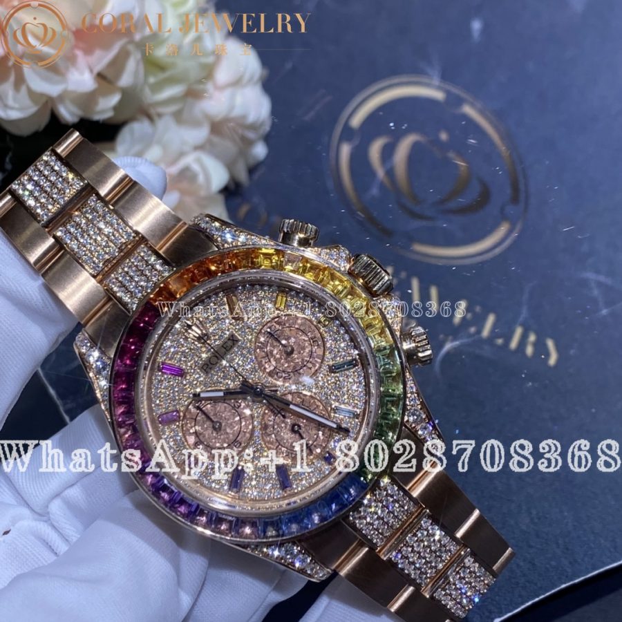 Rolex Cosmograph Daytona Rainbow Pave Rose Gold 116595rbow-0002 - Image 6