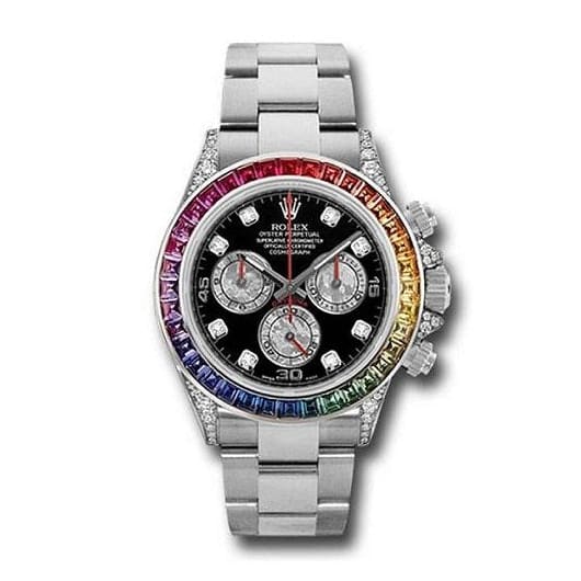 Rolex Cosmograph Daytona Rainbow White Gold Oyster Bracelet with Black Dial 116599 RBOW