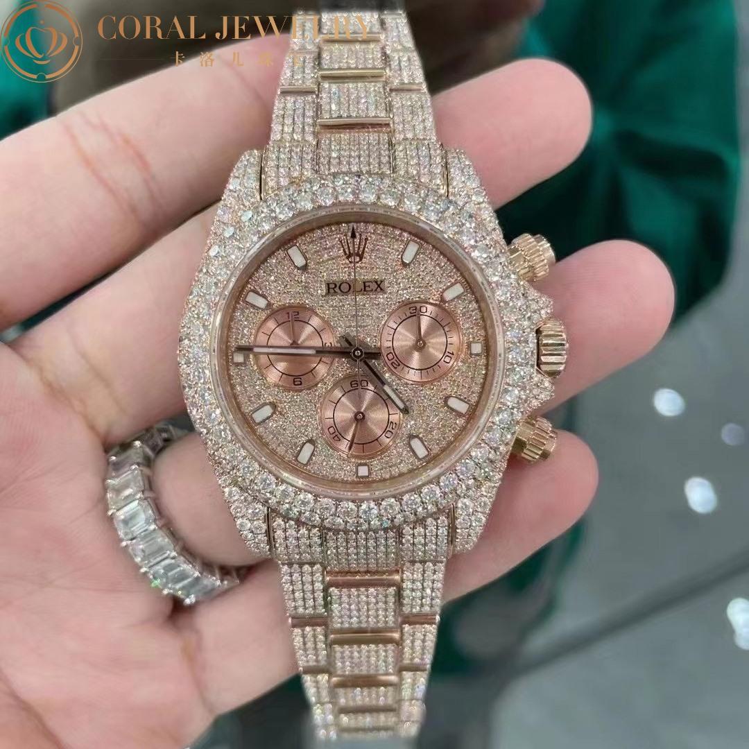 Rolex Cosmograph Daytona 116505 78595 Rose Gold Custom Diamond Set Coral (9)