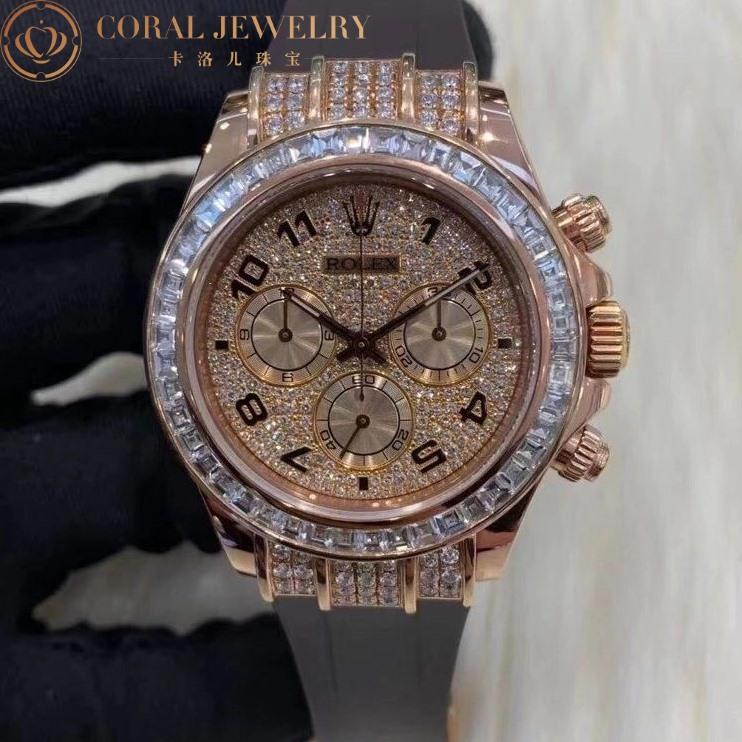 Rolex Cosmograph Daytona Rose Gold Baguette Diamonds Bezel and Pave Diamond Ref:116599TBR