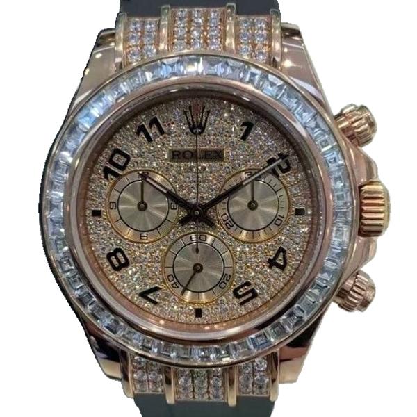 Rolex Cosmograph Daytona Rose Gold Baguette Diamonds Bezel and Pave Diamond Ref:116599TBR