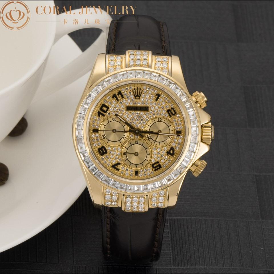 Rolex Cosmograph Daytona Yellow Gold Baguette Diamonds Bezel And Pave Diamond Coral (1)