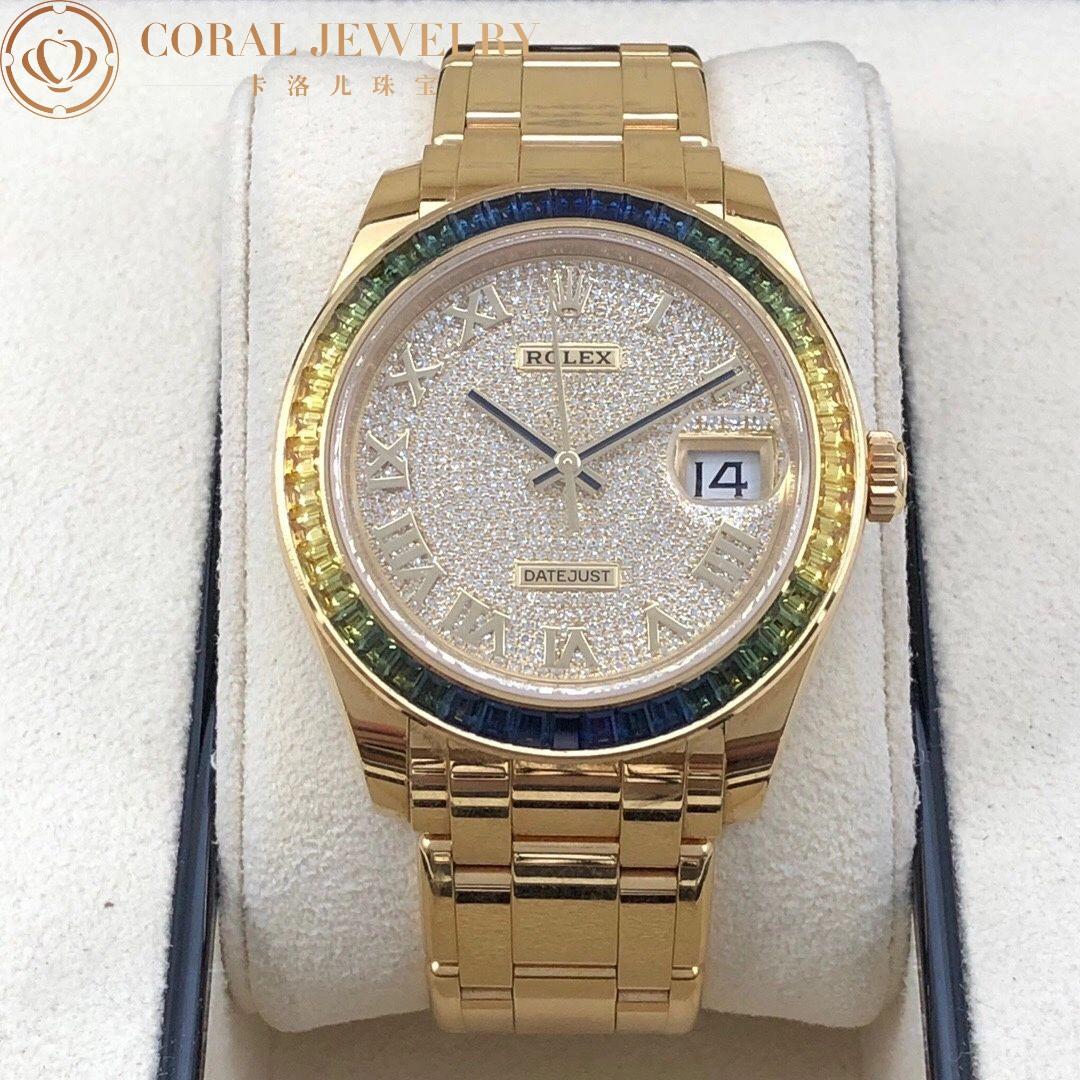 Datejust Pearlmaster Gold Watch 86348SABLV (Olive Green Set with Diamonds)