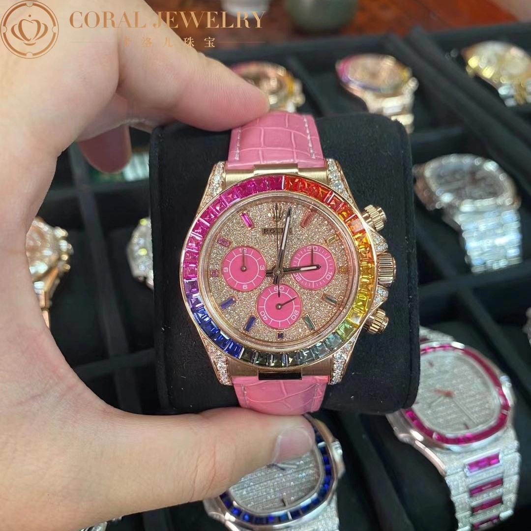 Rolex Cosmograph Daytona with Custom Pink Bezel and Custom Dial 116515