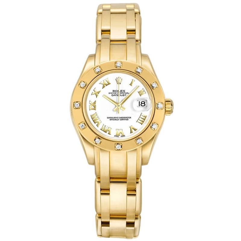 Rolex Pearlmaster Lady-datejust White Dial 18k Yellow Gold Automatic Ladies Watch 80318