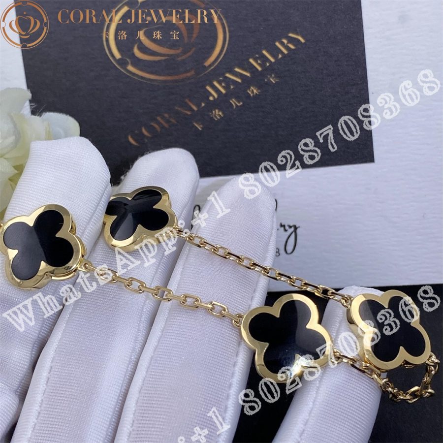 Van Cleef & Arpels Pure Alhambra bracelet, 4 motifs Yellow gold, Onyx VCARB13400 - Image 6