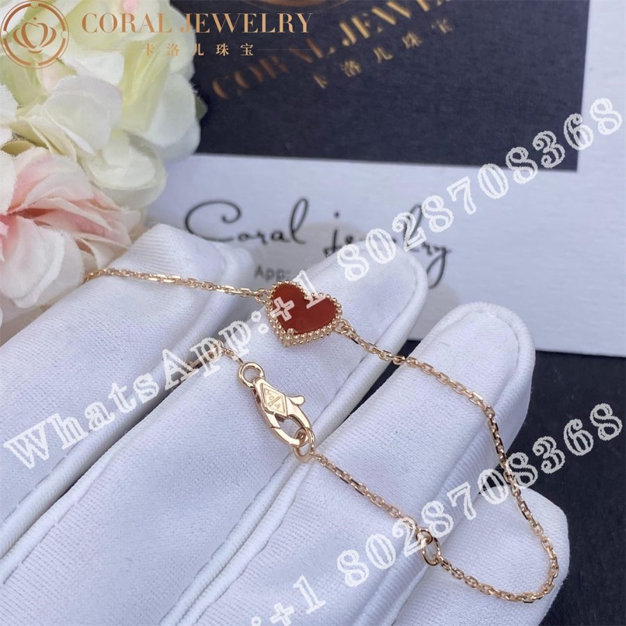 Van Cleef & Arpels Sweet Alhambra heart bracelet Rose gold, Carnelian VCARN59L00 - Image 5