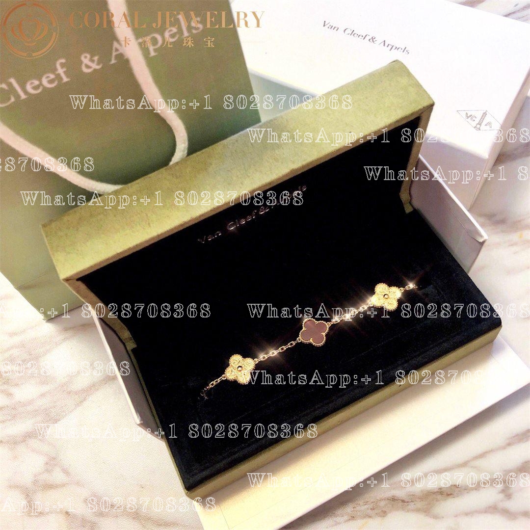 Van Cleef & Arpels Vintage Alhambra Limited Edition bracelet, 5 motifs Yellow gold,Carnelian VCARP0QS00