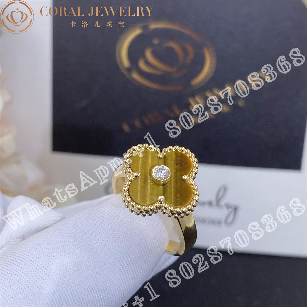 Van Cleef & Arpels Vintage Alhambra ring Yellow gold, Diamond, Tiger Eye VCARD40900 - Image 3