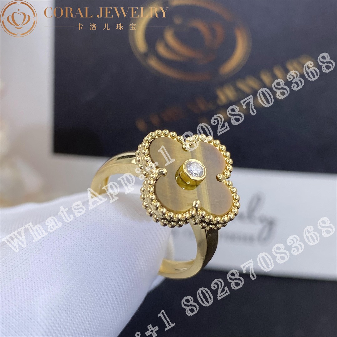Van Cleef & Arpels Vintage Alhambra ring Yellow gold, Diamond, Tiger Eye VCARD40900